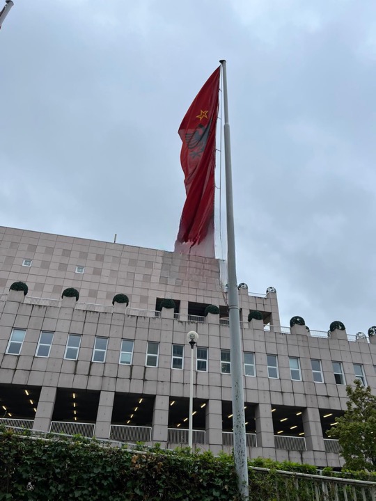 Flamuri me Yllin Komunist Valëvitet në Frankfurt